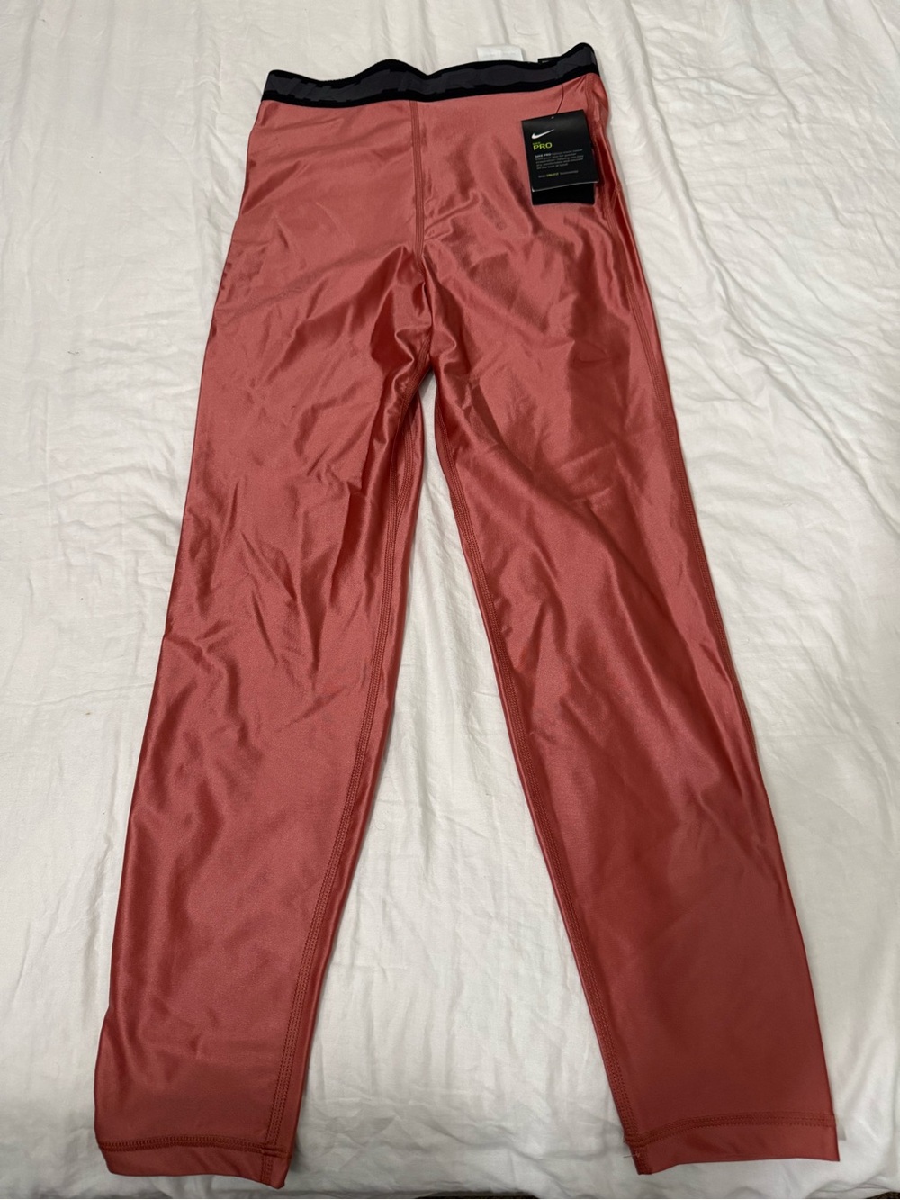Nike Men's Rust Red Compression Pants with Black Waistband